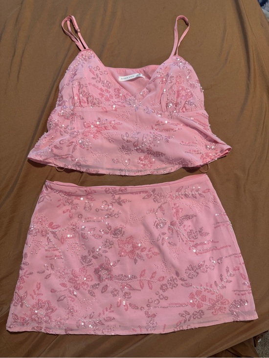 Altar'd State Dresses & Skirts - Altar'd State Pink Sequin Floral Skirt Set